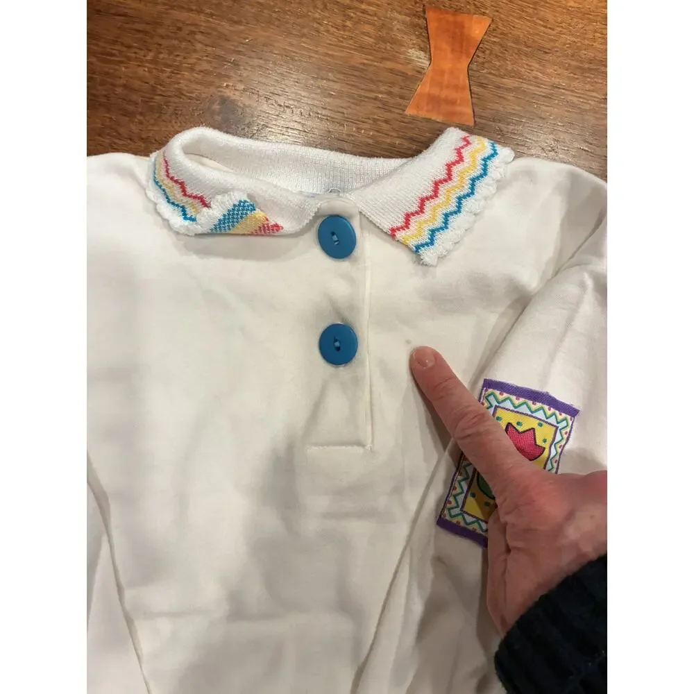 RARE Vintage 80s 90s Oshkosh B'Gosh collared shirt floral sleeve Sz 6